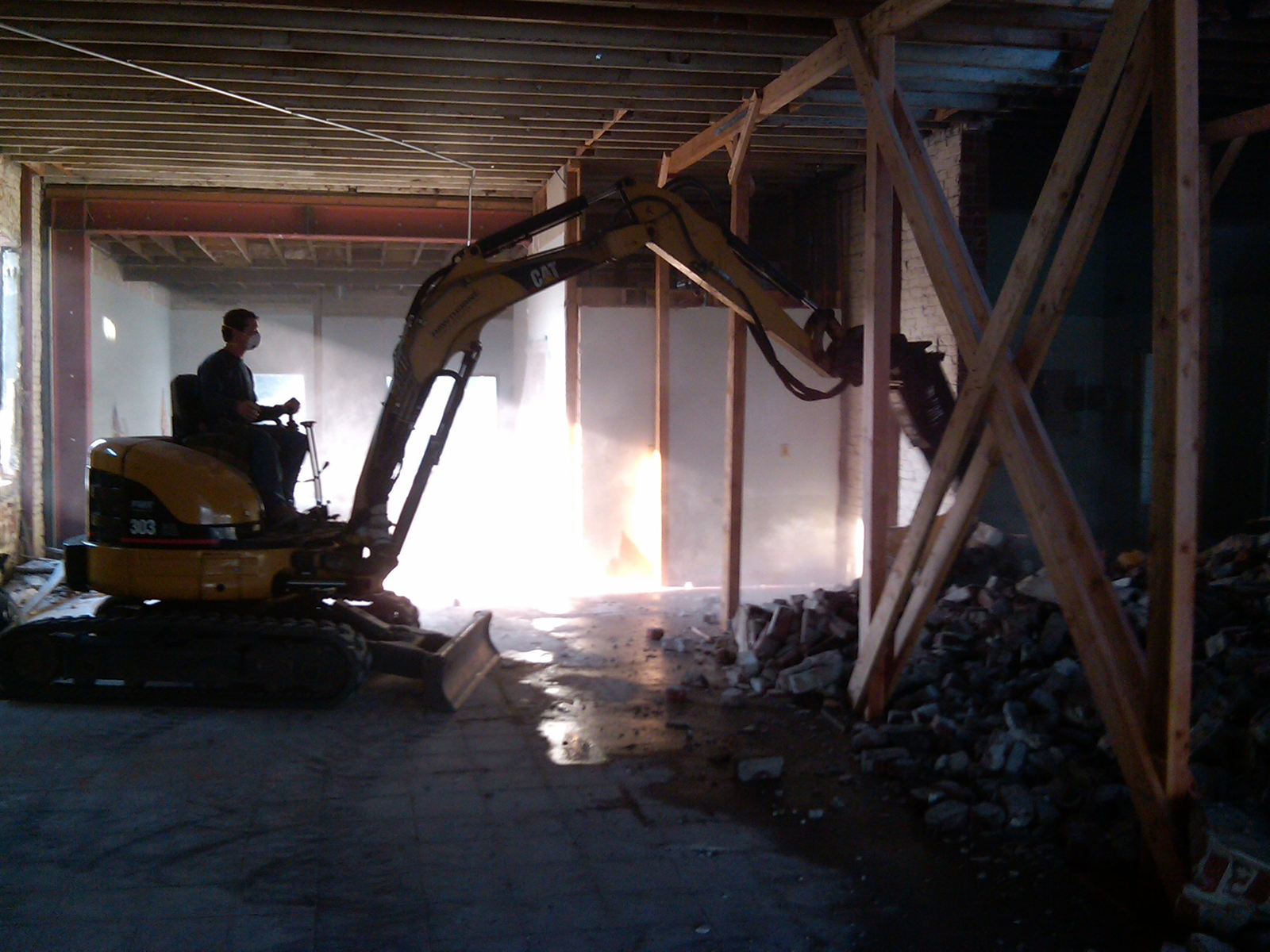 Interior demolition excavator